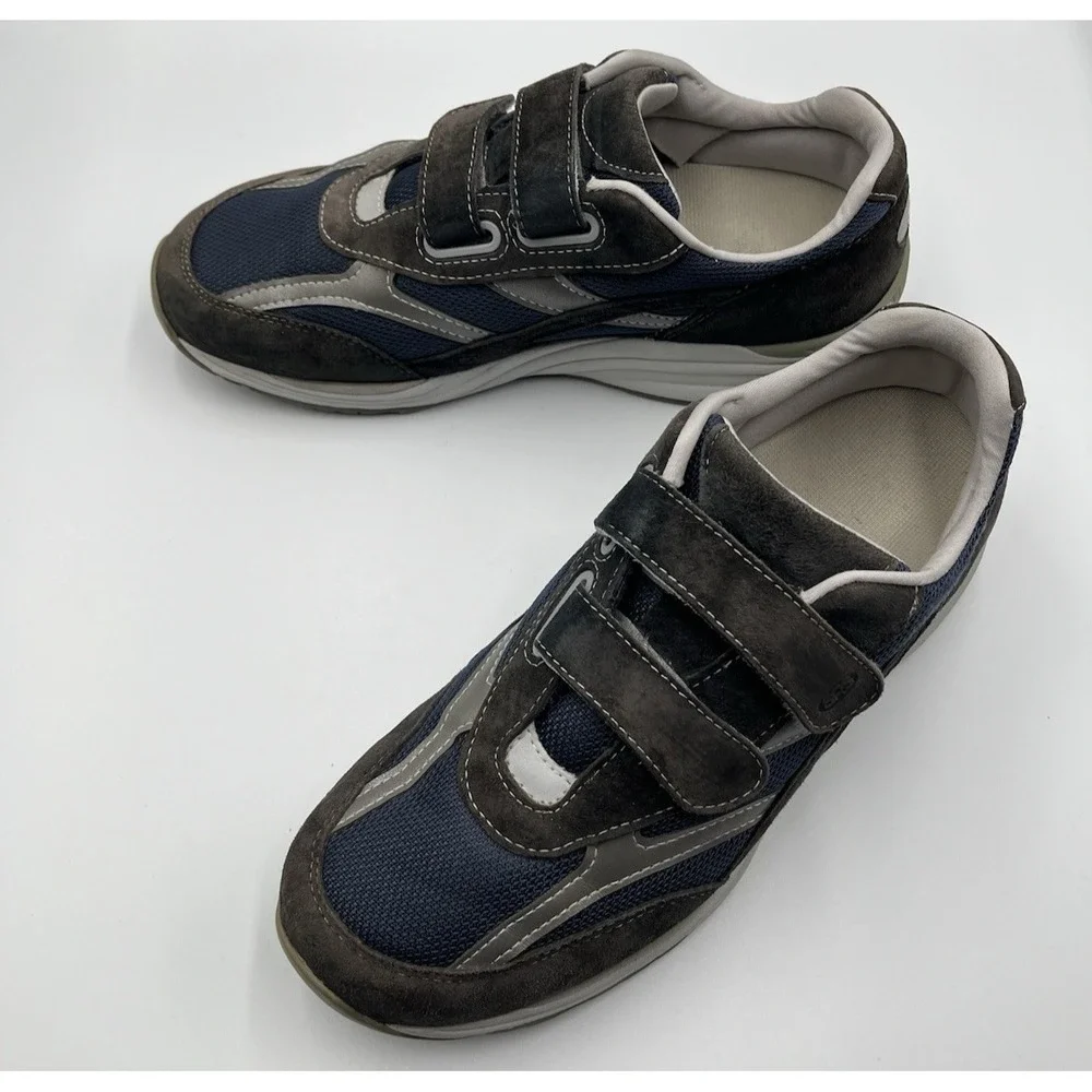 SAS JV Mesh Sneakers Mens‎ 11 Blue Gray Suede Comfort Walking Shoes Hook Loop
